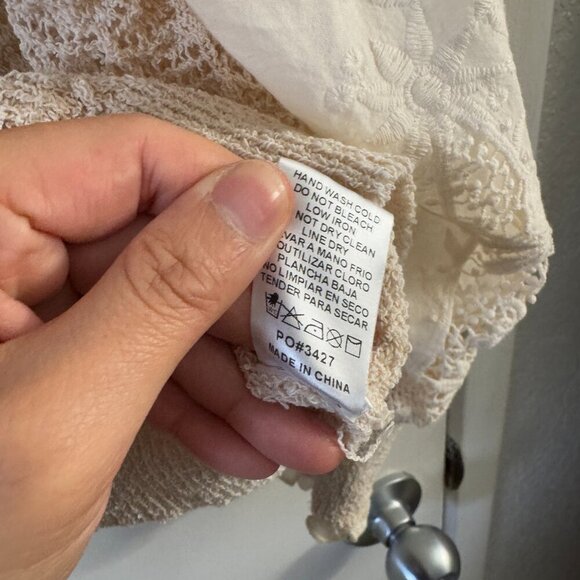 🦋 BLUE IVVY Off White Cream Knit Lace Casual Boho Coquette Cardigan Sweater - Picture 5 of 6